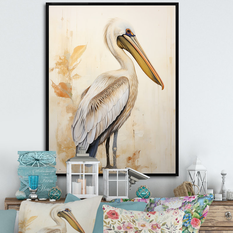 Pelicans Tranquil Perch III sur toile, Cadre flottant noir, H 44 po x l 34 po x P 1,5 po