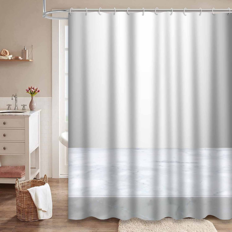 Rideau de douche gris pierre avec 12 crochets, L 72 po x l 84 po