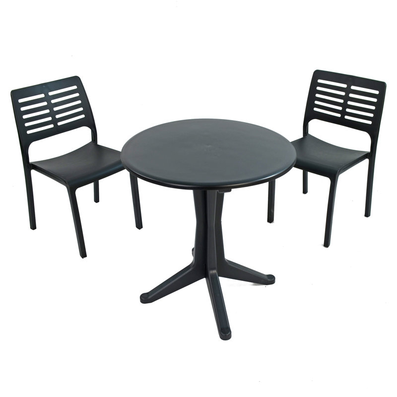 Rayville Bistro Table with 2  Chairs Garden Set, Anthracite