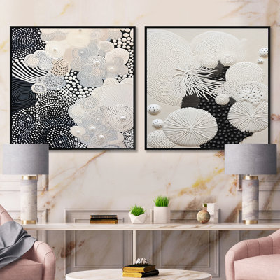 Gris corail abstrait II - ensemble de 2 collages carrés abstraits