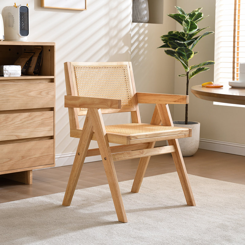 Alvonia Rattan Arm Chair Dining Chair, Gold