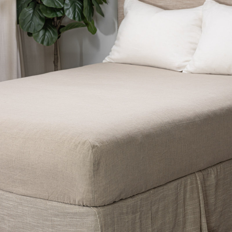 WRAPWELL Box Spring Cover, Linen, Natural, Twin X Long, Extra Long Twin, Natural