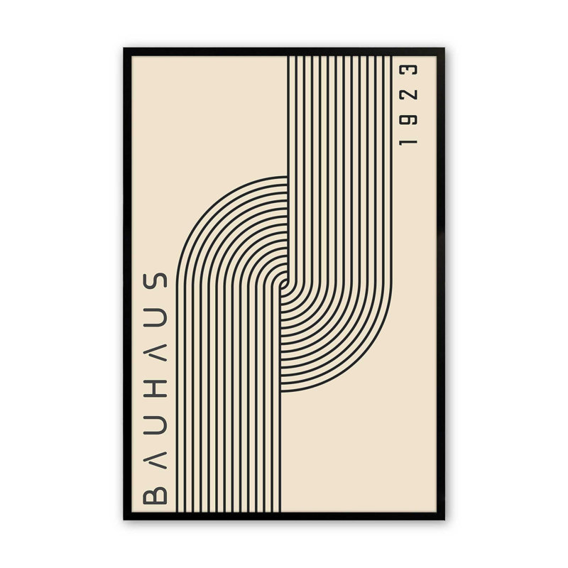 Impression de lignes géométriques Bauhaus 1923, H 25 po x l 19 po, Reproduction encadrée sans passe-partout, Noir