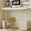 Bureau rectangulaire en bois manufacturé blanc + acier avec 4 tiroirs-438782400-438782401