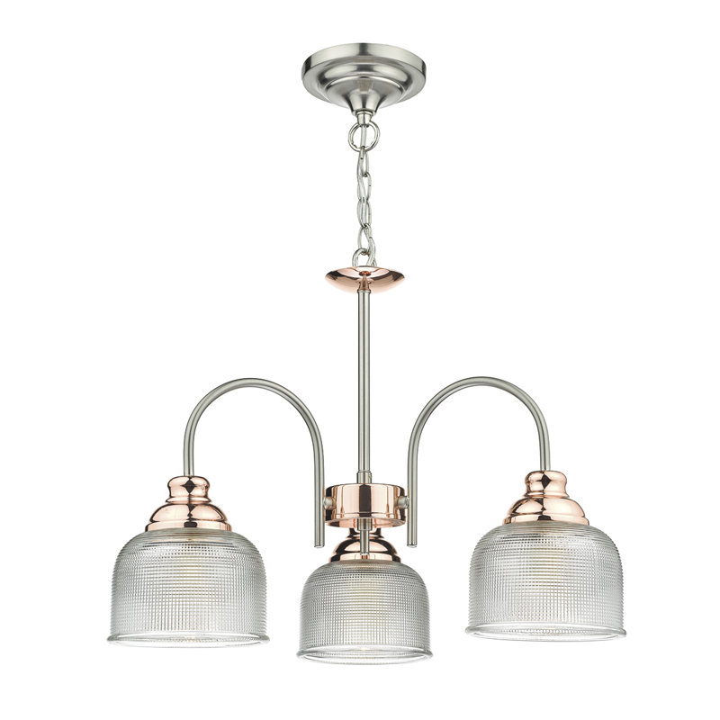 Fraser 3 - Light Shaded Chandelier, Clear/Satin Chrome