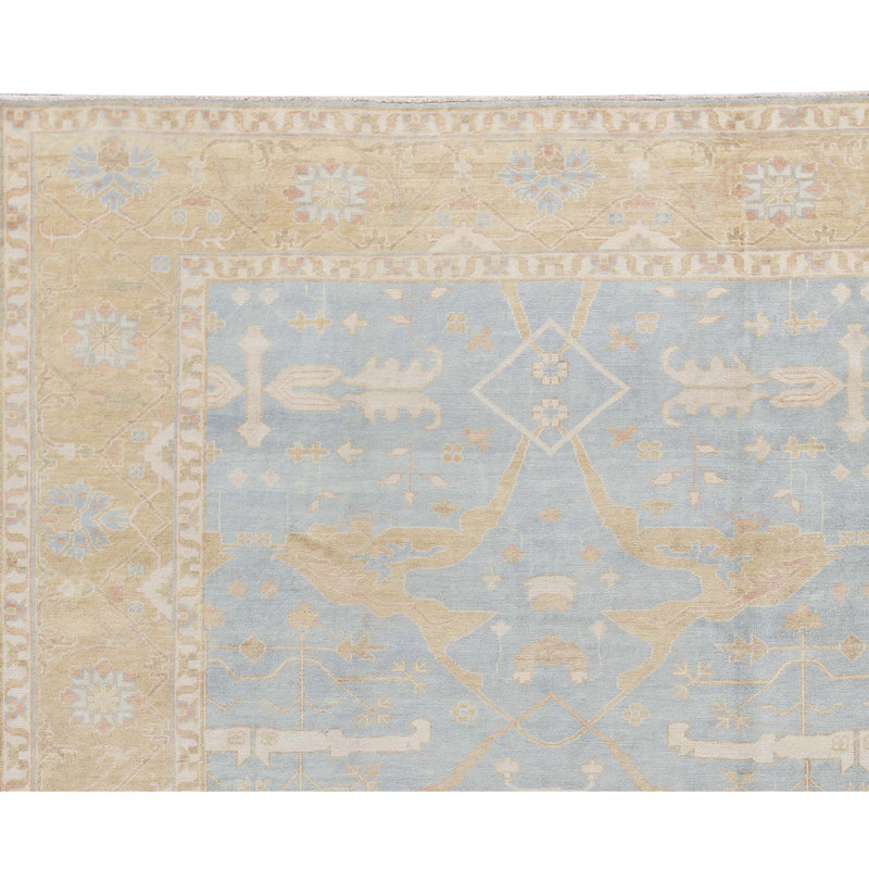 Demirji Wool Oriental Area Rug in Blue/Gold, Rectangle 6'2" x 8'10"