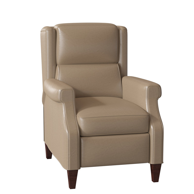 Fauteuil inclinable standard de 31 po de large Gallaway, Manuel, Acajou, Cuir véritable gris clair délavé Aline