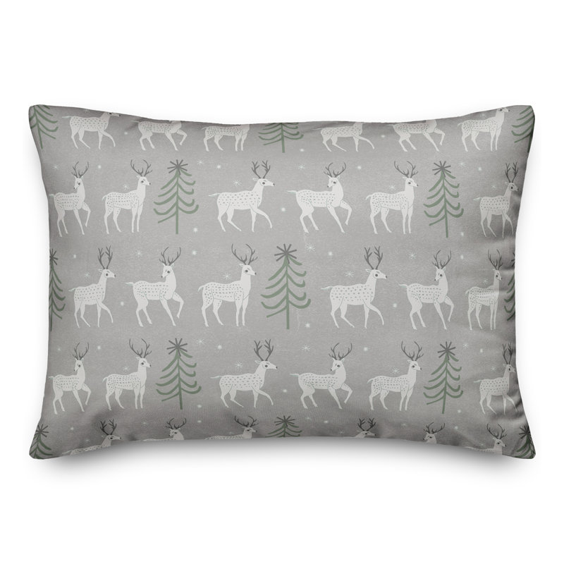  Deer And Tree Pattern Rectangular Lumbar Pillow