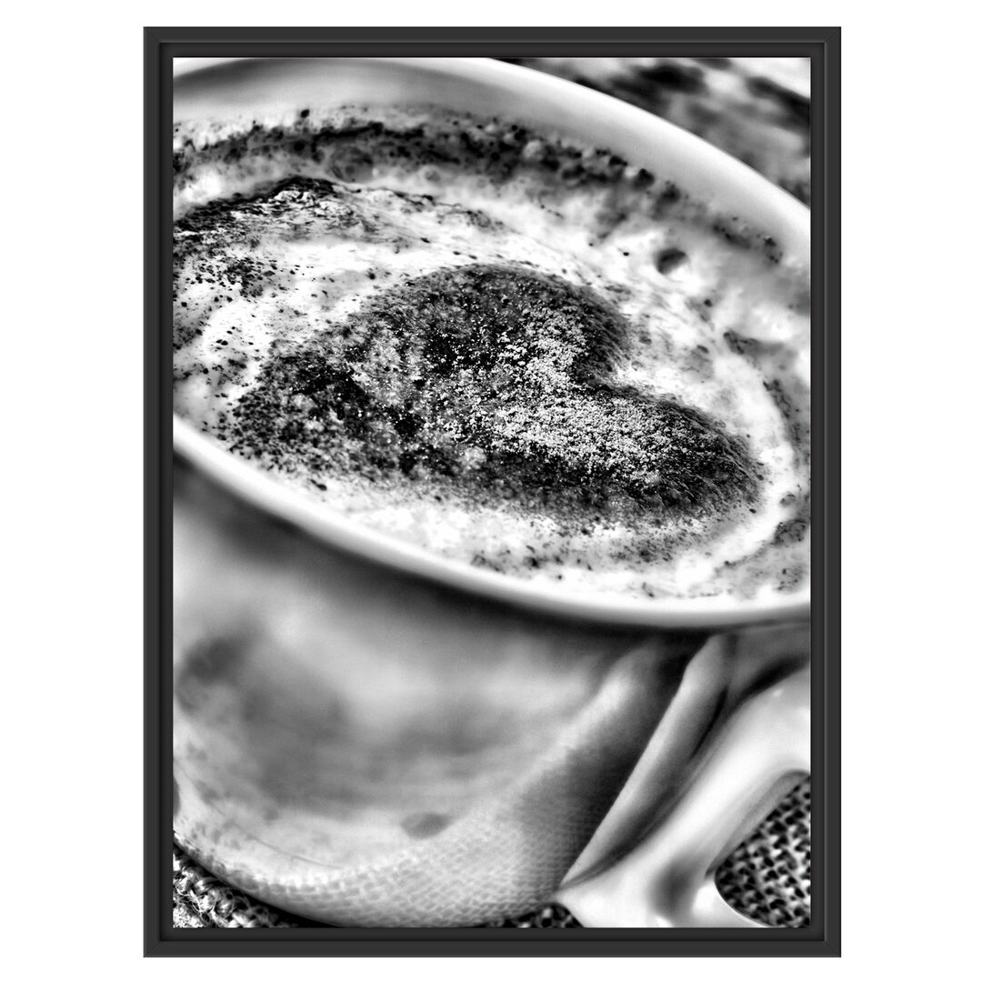 Gerahmtes Poster Kaffee mit Herz