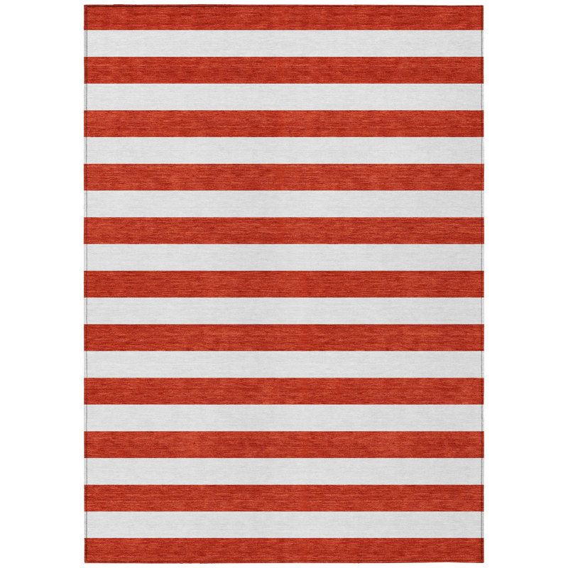 Washable Striped Indoor / Outdoor Rug, Rectangle 3' x 5'