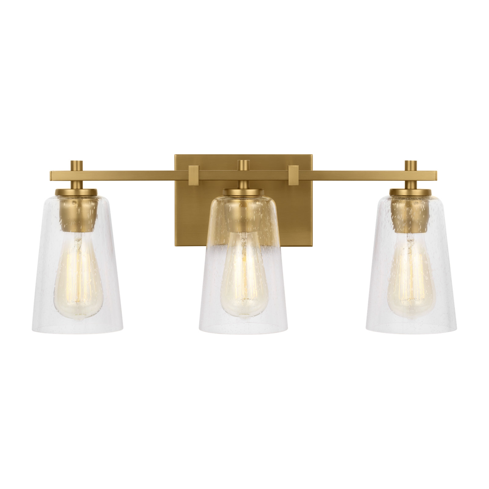 Noland 3 Light Seeded Dimmable Vanity Light, Burnished Brass