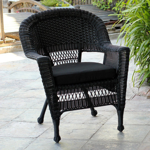 Chaise de patio avec coussins Arliss, Noir, Noir