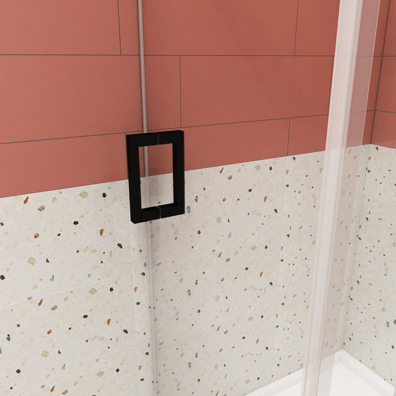 Porte de douche coulissante sans cadre avec verre trempé l 72 po x H 76 po, Noir mat