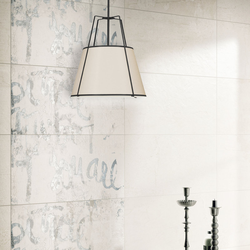 Luminaire suspendu 1 lumière trapézoïdale, Noir, Crème