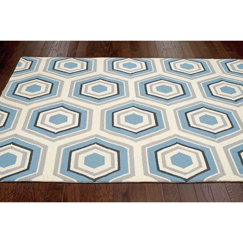 Seleucia Hand Hooked Wool Geometric Indoor Rug, Rectangle 5' x 8'