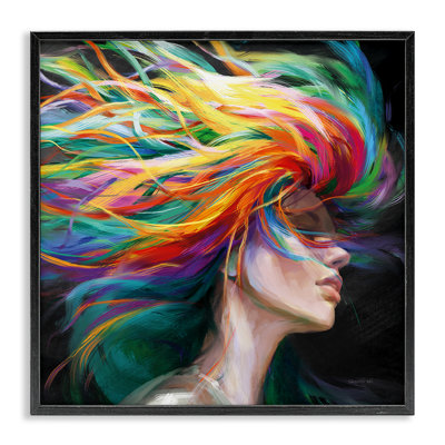 Femme aux cheveux arc-en-ciel, estampe numérique par Danhui Nai