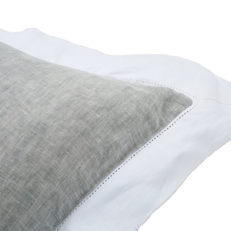Atina Linen Duvet Set - Gray, King Duvet Cover + 5 Shams + 1 Pillow