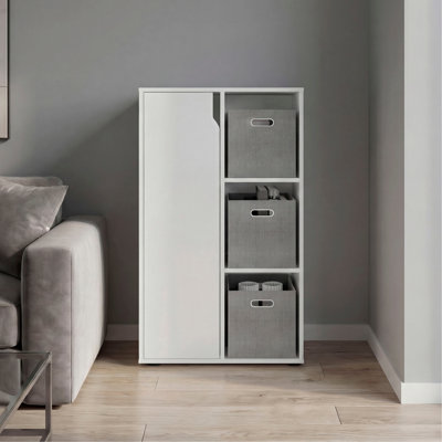 Armoire de rangement compacte avec une porte et 3 tablettes ouvertes Vicco