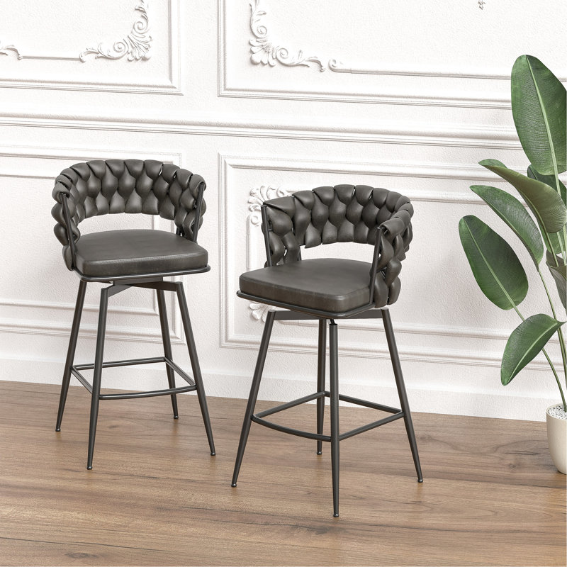 Ensemble de 2 tabourets de bar 28 "en cuir technique, 2, Tanné