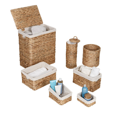 Wicker Laundry Hamper And Waste Basket Set