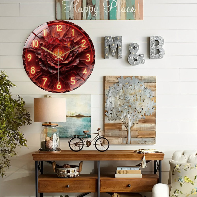 Horloge murale Fiery Rose