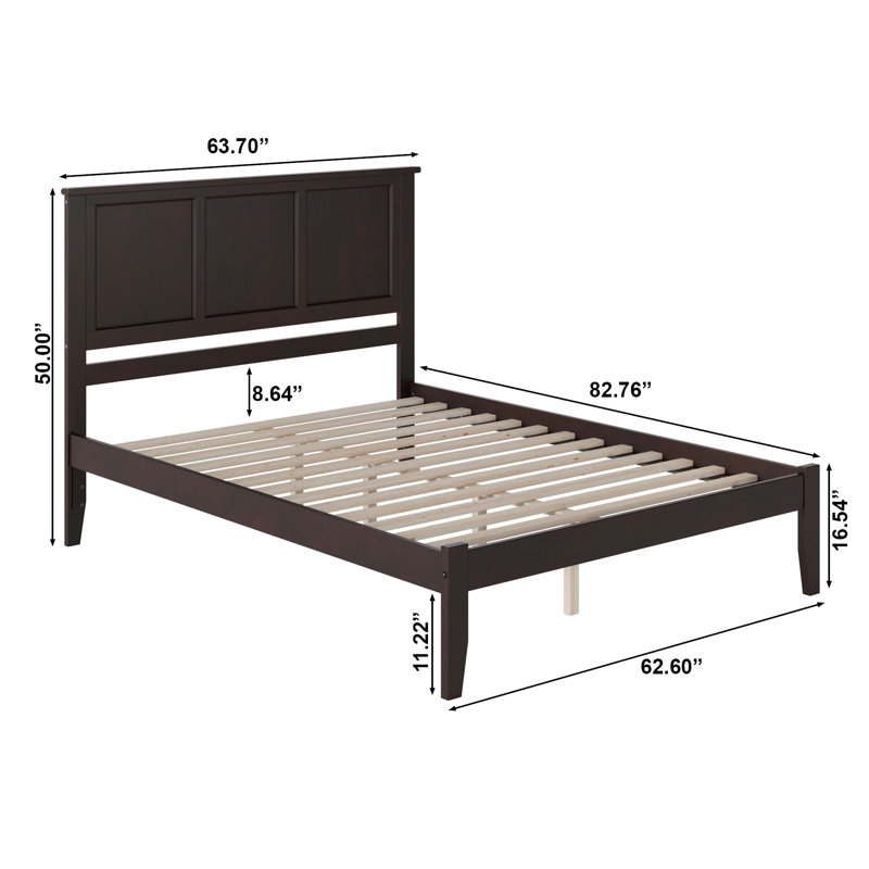 Clyda Solid Wood Panel Bed, Espresso, Queen