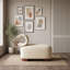 Chaise d'appoint moderne rembourrée avec base en bois massif, dossier incurvé, assise en polyester adaptée aux animaux de compagnie-133525732