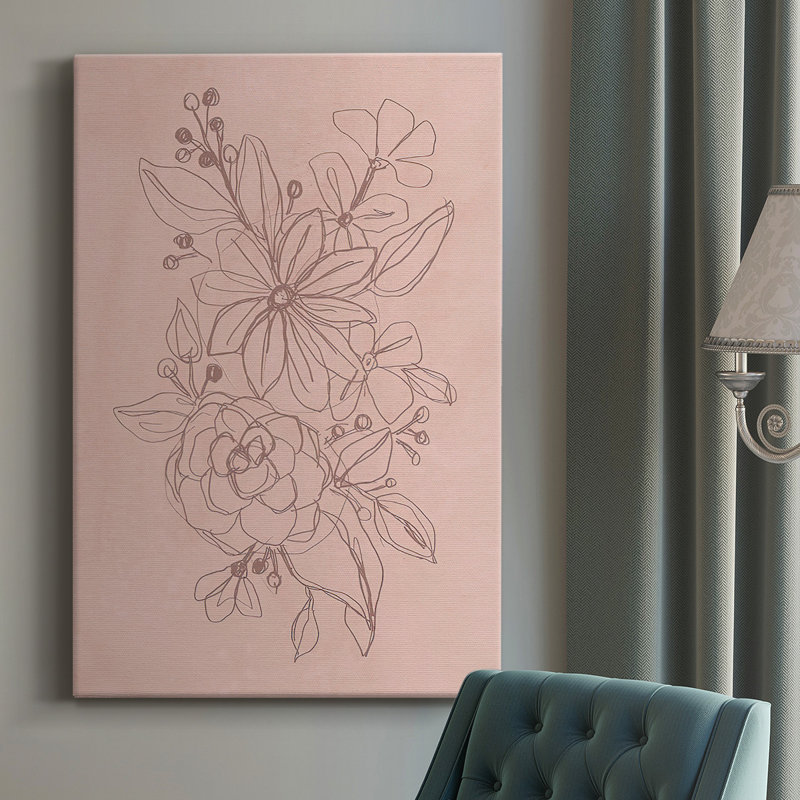 Rosetone Blossoms I, toile tendue avec châssis de qualité supérieure - prête à être accrochée, H 27 po x l 16 po x P 1,5 po