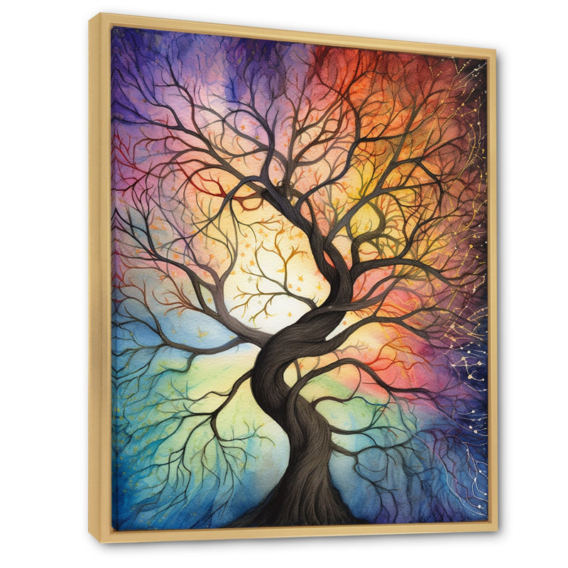 «Majestic Tree Symphony in the Sky», reproduction sur toile, Cadre naturel flottant, H 32 po x l 16 po x P 1 po