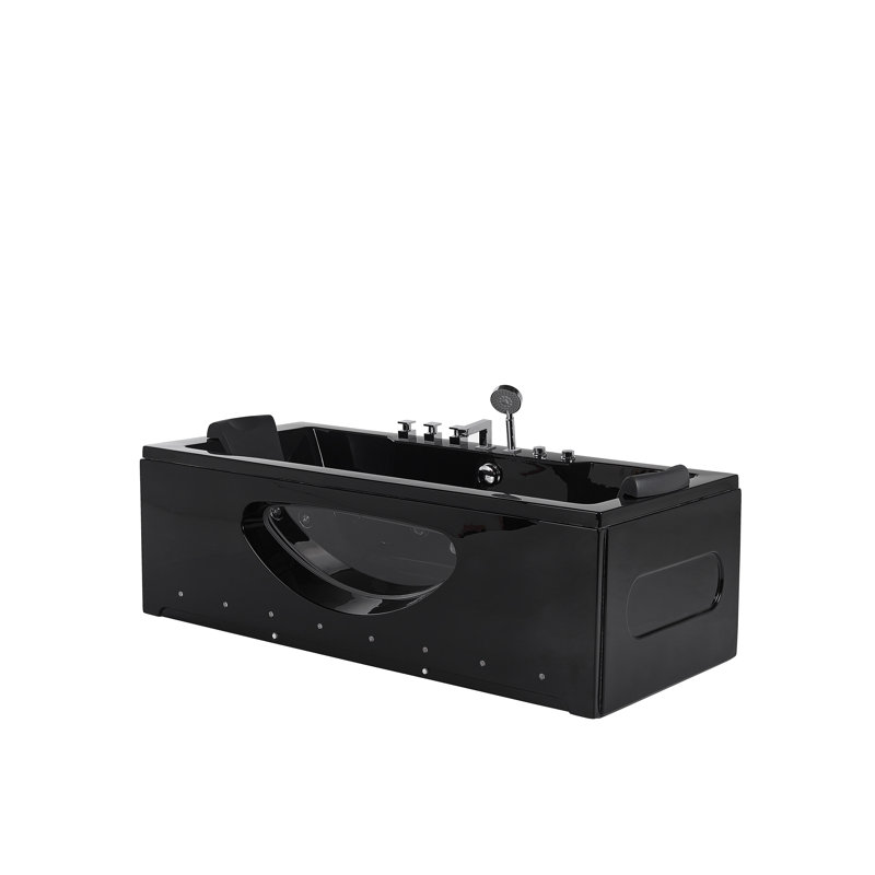 Beier x 80mm Acrylic Bathtub with Tap, 58cm H x 80cm W x 170cm L, Black