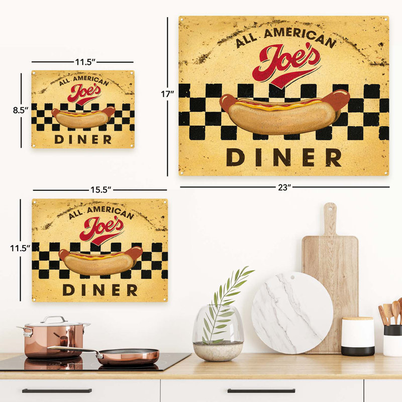 Retro Joes Diner sur impression métallique, H 11,5 po x l 15,5 po x P 0,04 po