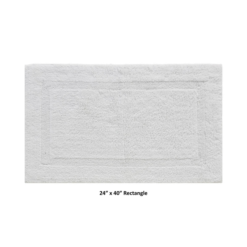 Rozanne Reversible Cotton Bath Rug, White, 24" x 40" Rectangle