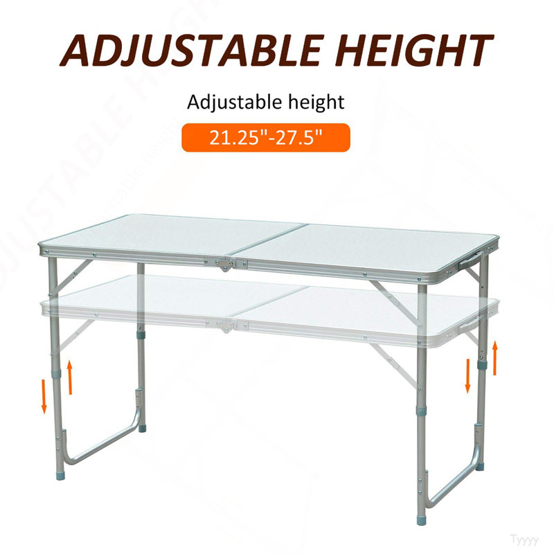Aluminum Lightweight Portable Folding Easy Clean Camping Table, 27.5" H x 47.3" W x 23.5" D