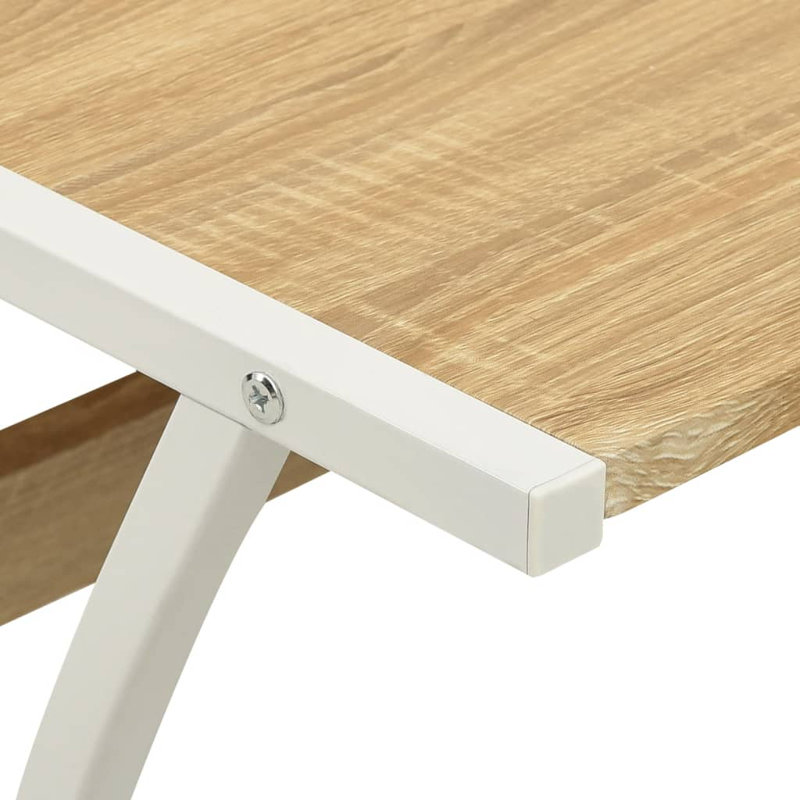 Bureau d'angle en L, Brun / blanc