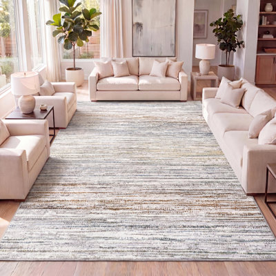 Tapis gris / bleu / orange Whitbyston Loom Modern Strie