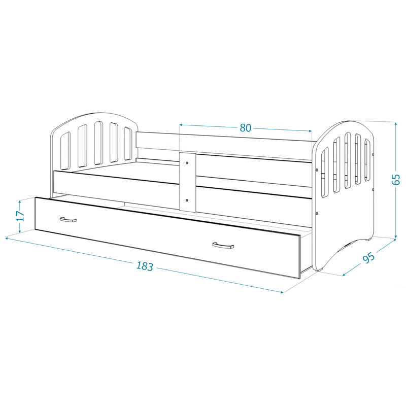 Nikolai Drawer Convertible Bed, Yes, Oaksonoma/White, 80 x 180 cm