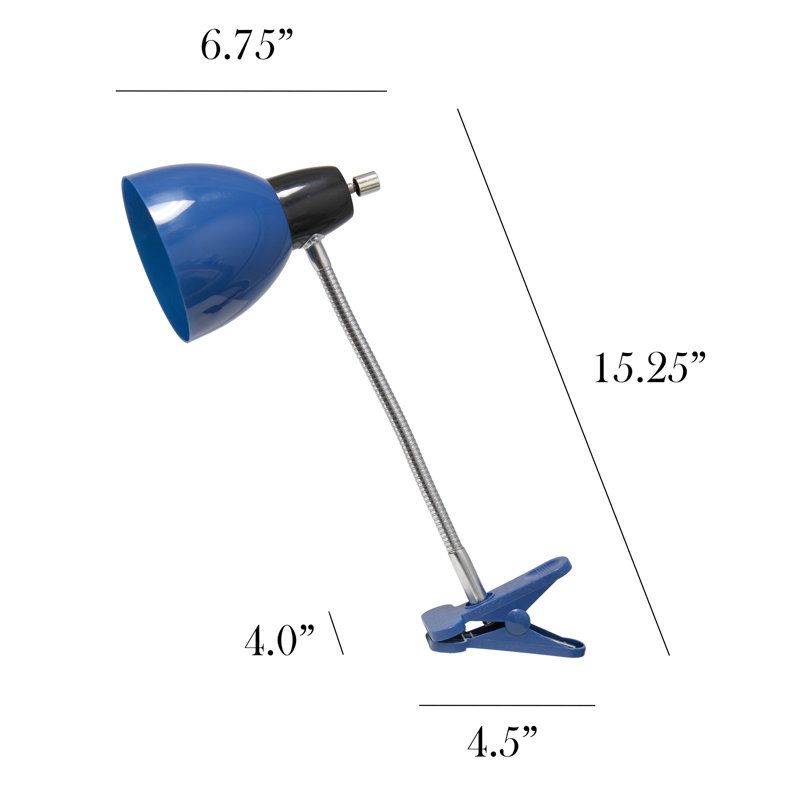 Adjustable Blue Clip-on Desk Lamp with Flexible Gooseneck