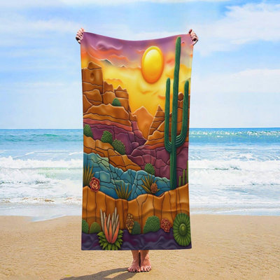Très grande serviette de plage en microfibre Vibrant Desert Sunset