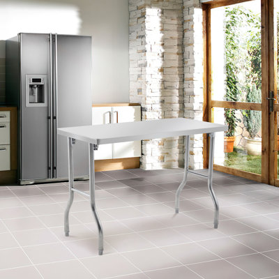 60"x24"x31" Commercial Worktable Workstation – Stainless Steel Prep Table with Folding Design & Metal Adjusting Feet – for Kitchen, Restaurants & Workshop Use