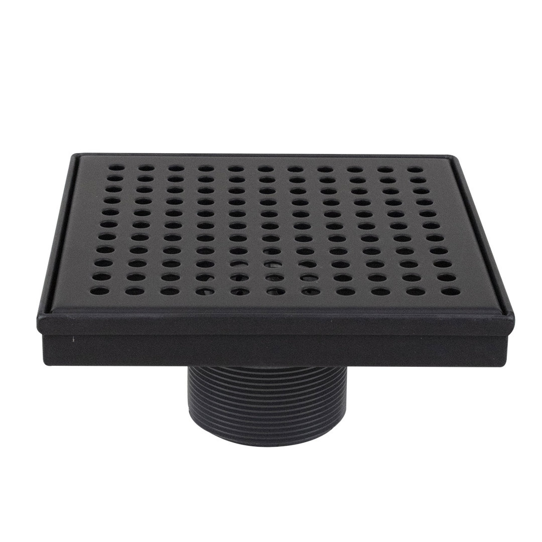6" Square Shower Drain with Zero Pattern Grate BK Products