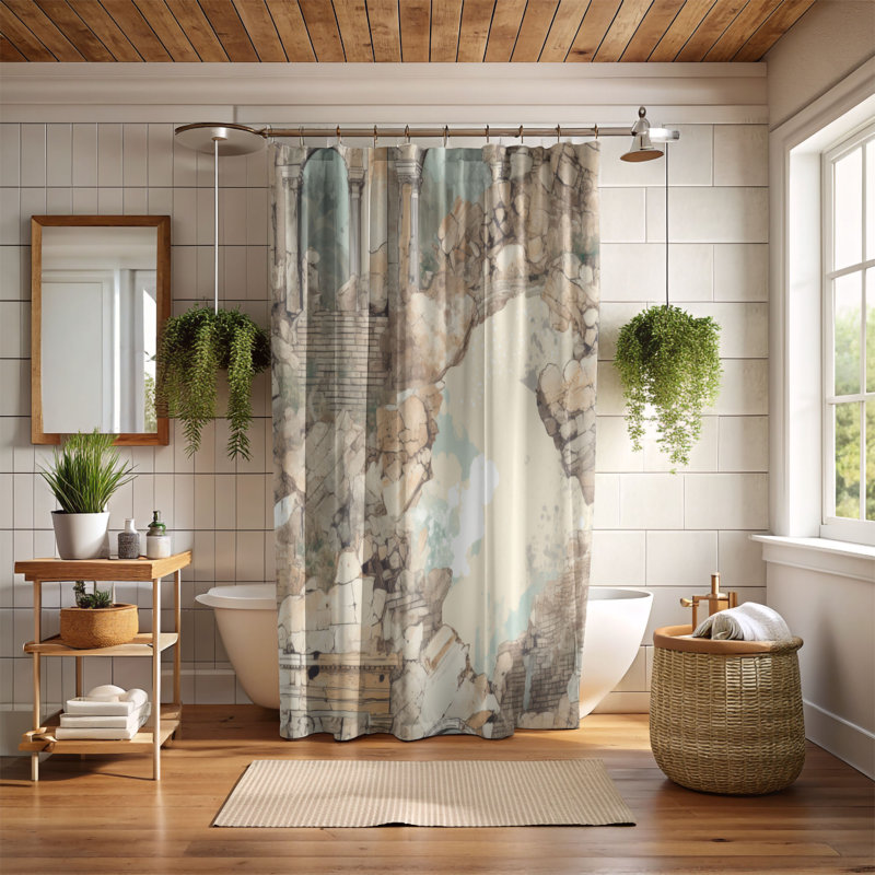 Rideau de douche historique Vestiges - Premium, H 74 po x l 71 po