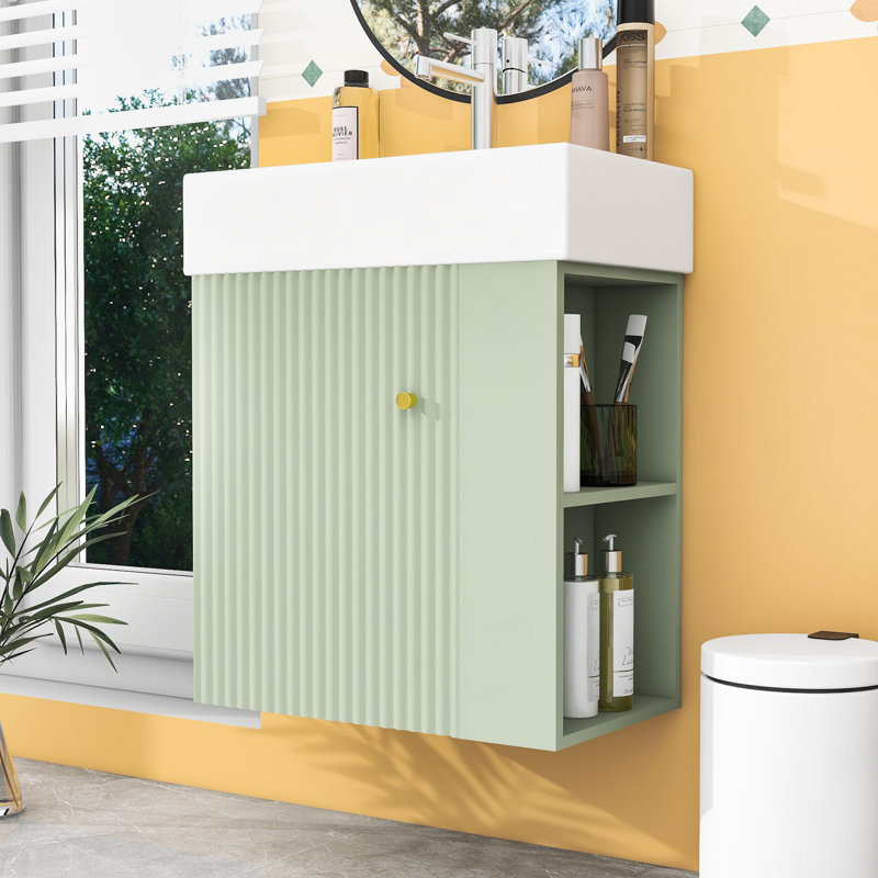 Meuble-lavabo 21,6 po avec lavabo en céramique, Vert