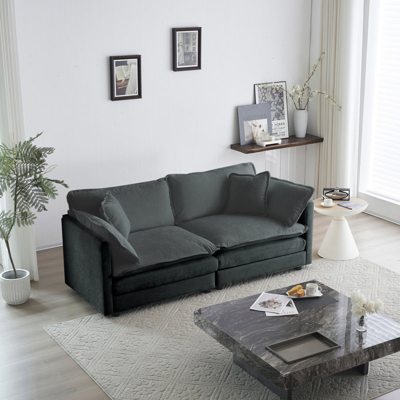 Canapé moderne et confortable en tissu pour causeuse pour le salon, rembourré avec un siège profond et 4 coussins, idéal pour la détente