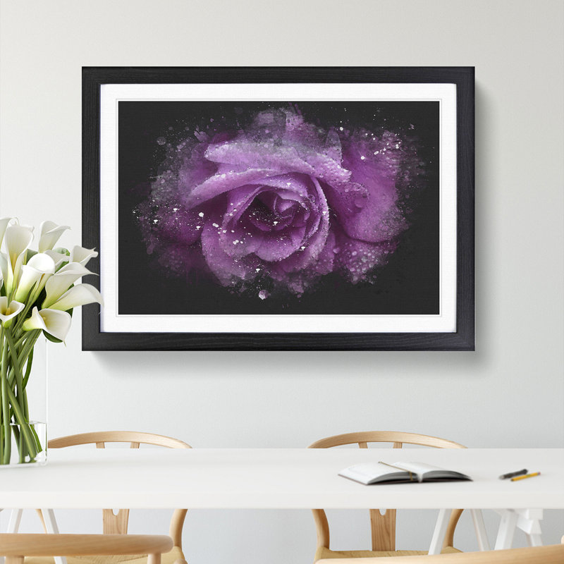 Purple Rose Flower Vol.1 - Single Picture Frame Print on Wood, Black Framed, 36cm H x 48cm W x 2cm D