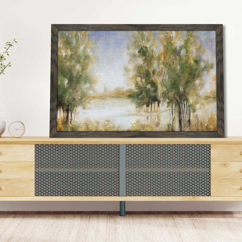 Waterway Grove par Carol Robinson - Peinture, L 27,5 po x H 21,5 po, Encadrement chocolat vieilli