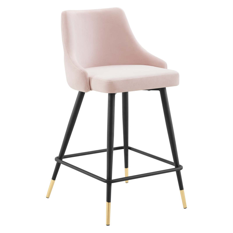 Adorn Performance Velvet Bar Stool, Counter Stool (25.5” Seat Height), Pink