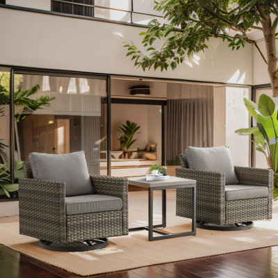 Naresa Wicker Outdoor Accent Swivel Glider Lounge Chair Set