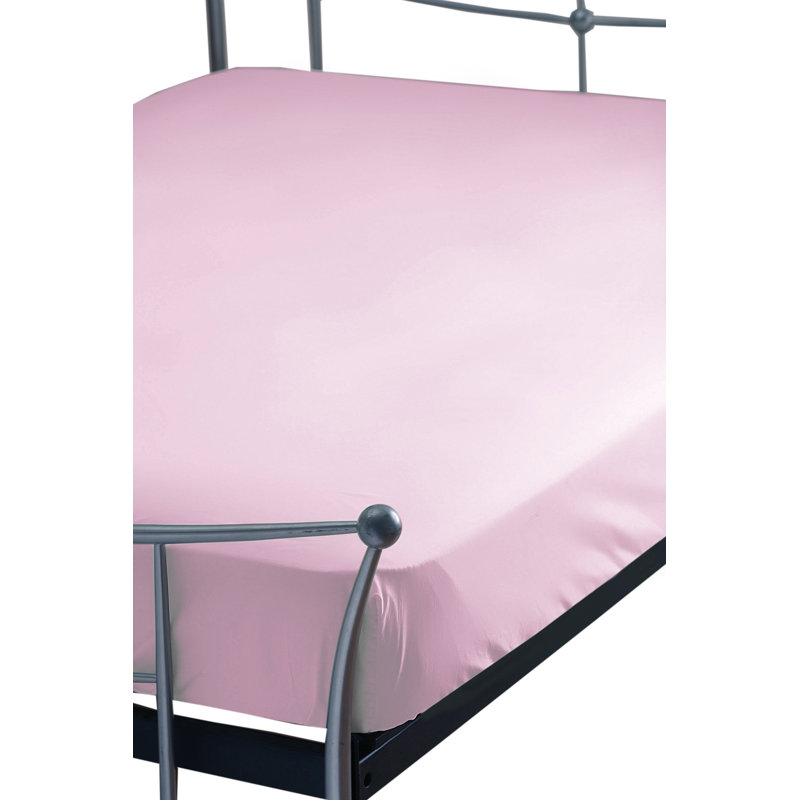 Plain Dye 200 TC Egyptian-Quality Cotton Egyptian Cotton Plain Weave / Muslin Fitted Sheet, Black, Single (3')