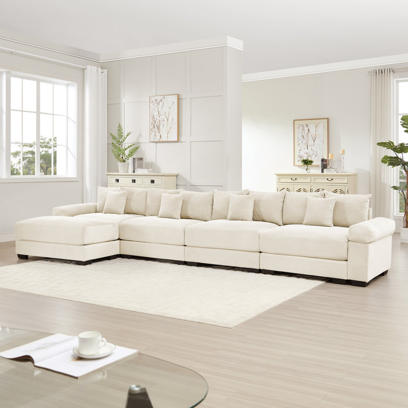 Canapé modulaire surdimensionné en forme de U de 170 pouces en forme de U - tissu tweed de qualité supérieure, équipé de repose-pieds, de sièges profonds et d'accoudoirs larges | Facile à assembler pour une utilisation dans un salon ou une zone d'étude