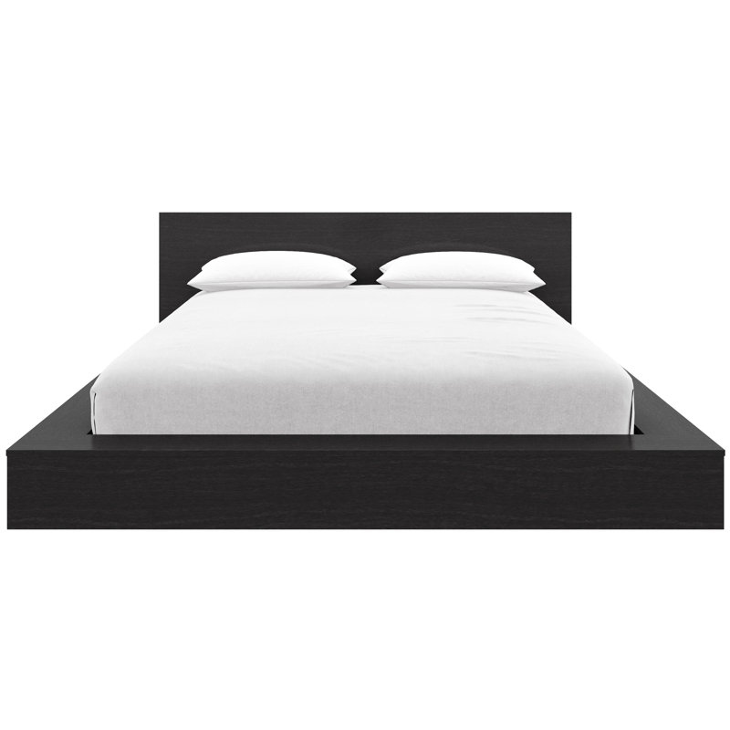 Ensemble de lit plateforme bas Makoa, Noir, Grand lit